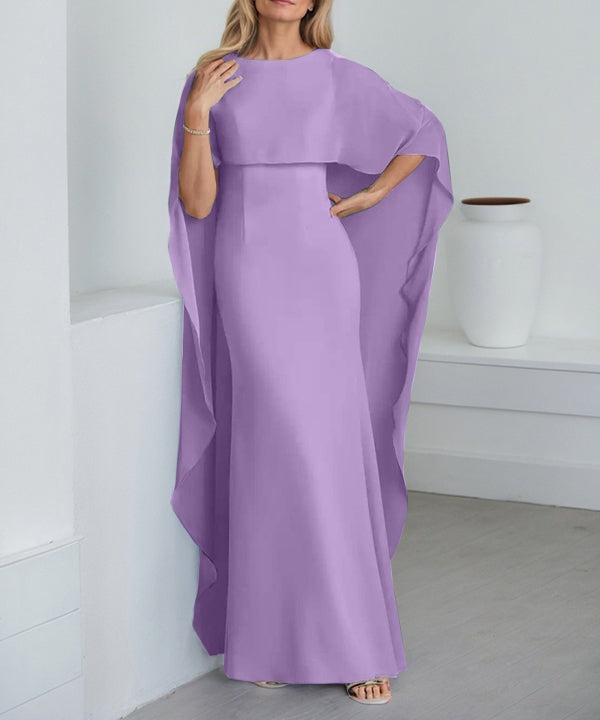 Sheath Scoop Floor-Length Chiffon Mother of the Bride Dress With Cascading Ruffles