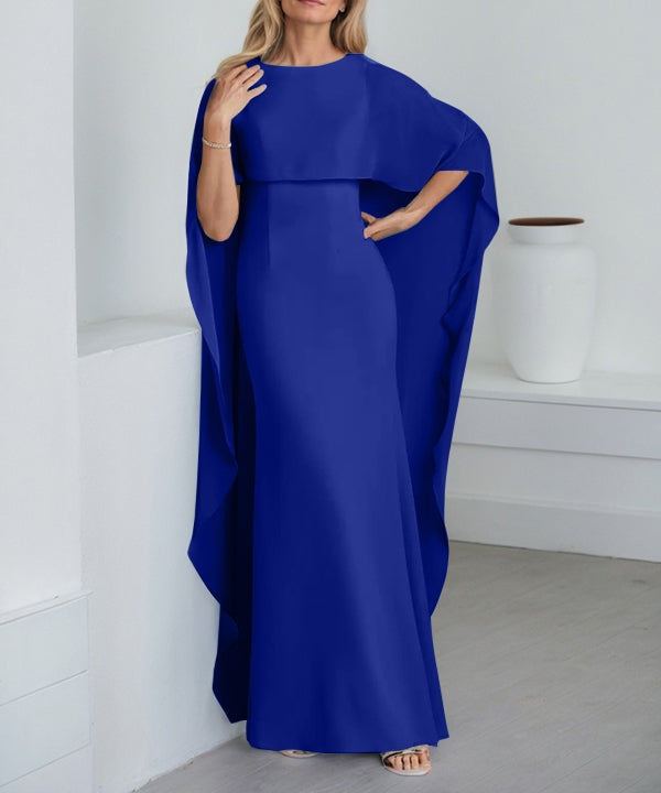 Sheath Scoop Floor-Length Chiffon Mother of the Bride Dress With Cascading Ruffles
