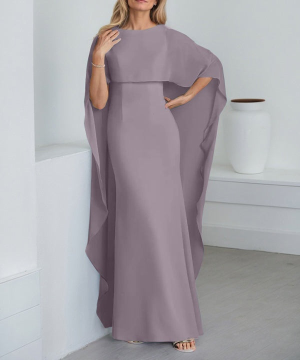 Sheath Scoop Floor-Length Chiffon Mother of the Bride Dress With Cascading Ruffles