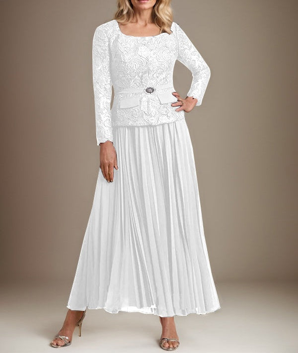 A-line Square Ankle-Length Chiffon Mother of the Bride Dress With Pleated