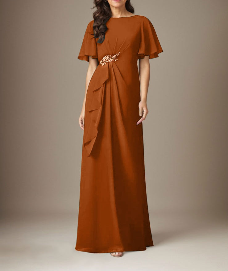 Dark Navy Sheath Beaded Chiffon Dress