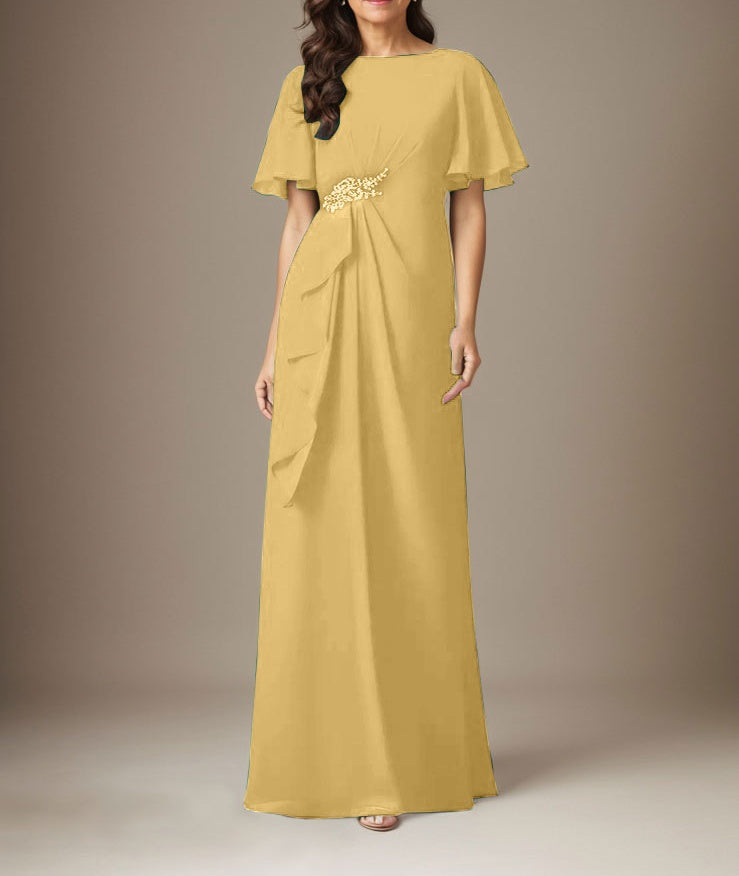 Dark Navy Sheath Beaded Chiffon Dress