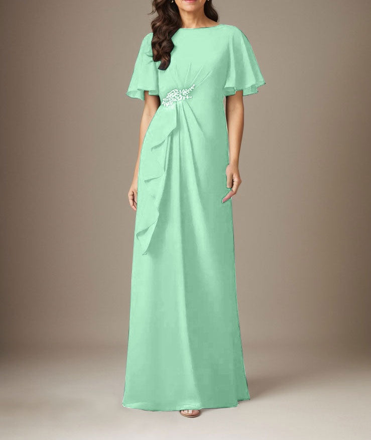 Dark Navy Sheath Beaded Chiffon Dress