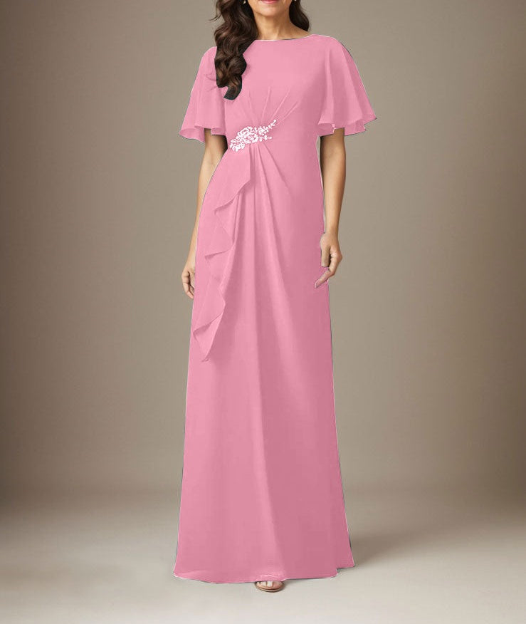 Dark Navy Sheath Beaded Chiffon Dress