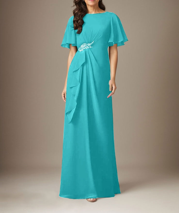 Dark Navy Sheath Beaded Chiffon Dress