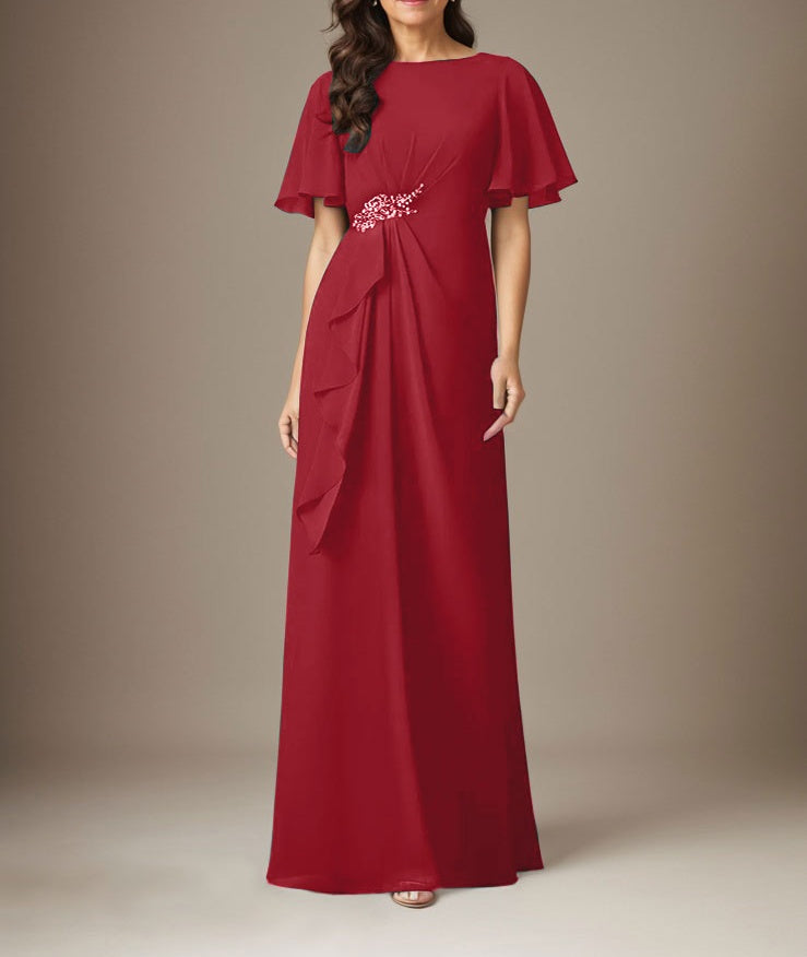 Dark Navy Sheath Beaded Chiffon Dress