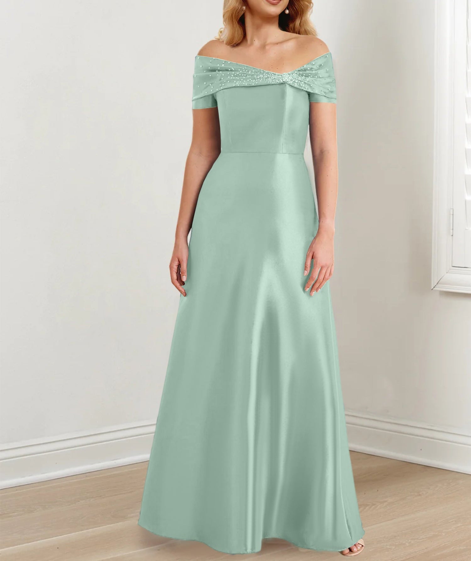 A-Line/Princess Off-the-Shoulder Floor-Length Mother of the Bride Dresses