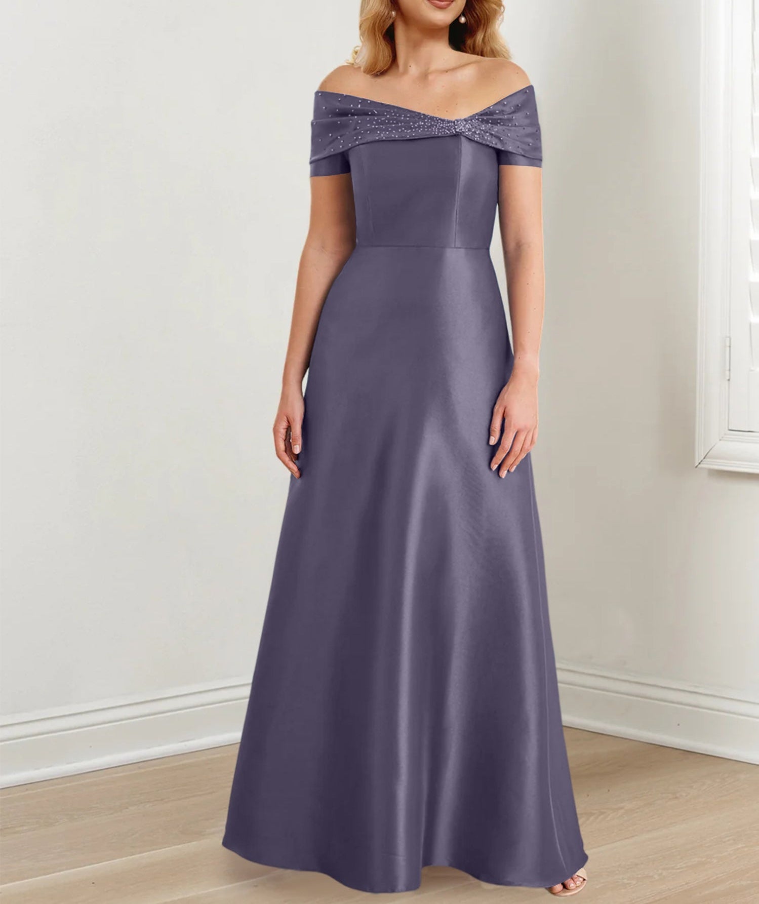 A-Line/Princess Off-the-Shoulder Floor-Length Mother of the Bride Dresses