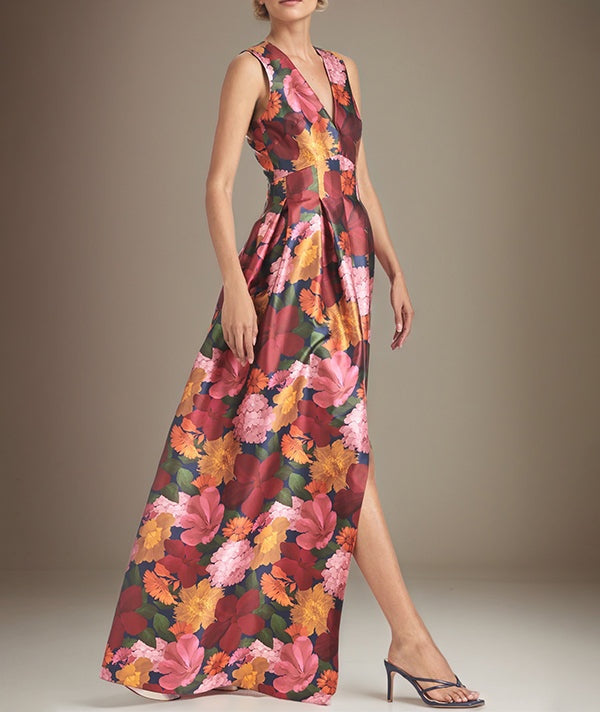 A-line V-Neck Floral Mother of the Bride Dress