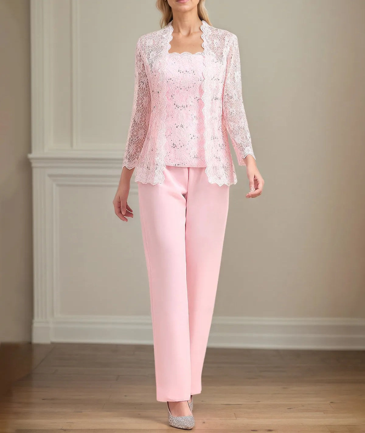 Chiffon Off The Shoulder Sleeveless Floor Length Mother of the Bride Pantsuits With Appliques
