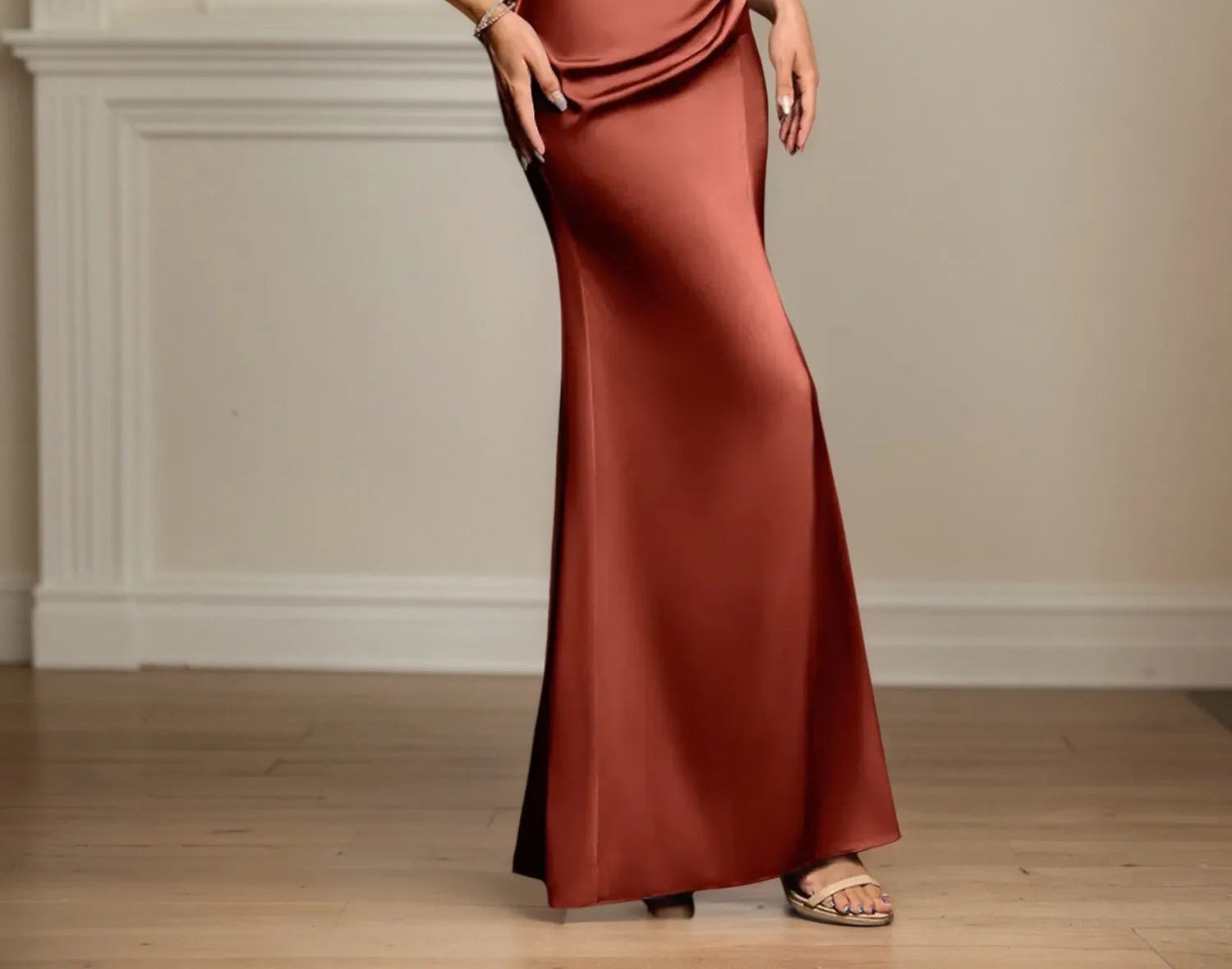 Trumpet/Mermaid Off the Shoulder Floor Length Ruched Satin Mother Of the Bride Dress