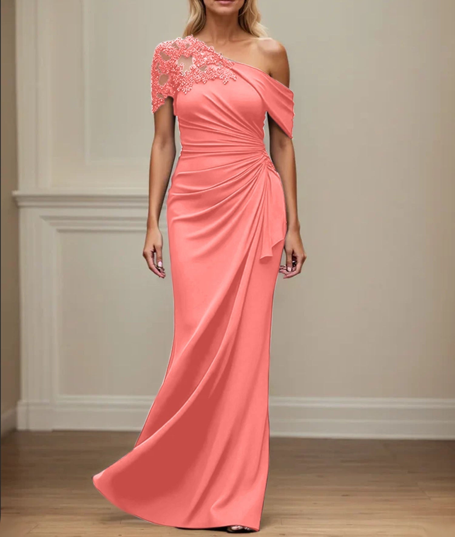 Trumpet/Mermaid Asymmetrical Mother of the Bride Dress with Appliques