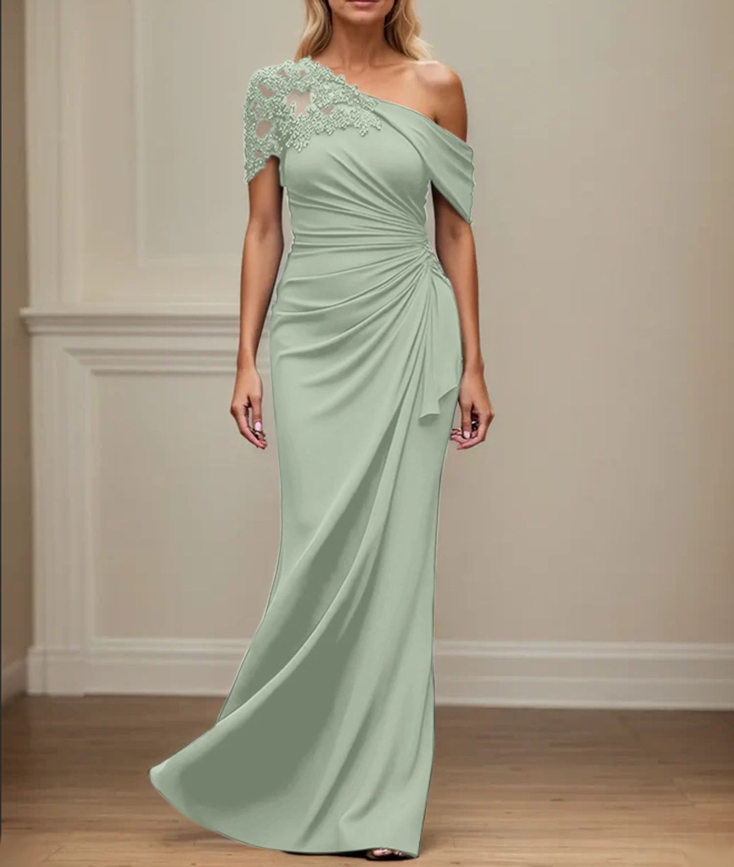 Trumpet/Mermaid Asymmetrical Mother of the Bride Dress with Appliques
