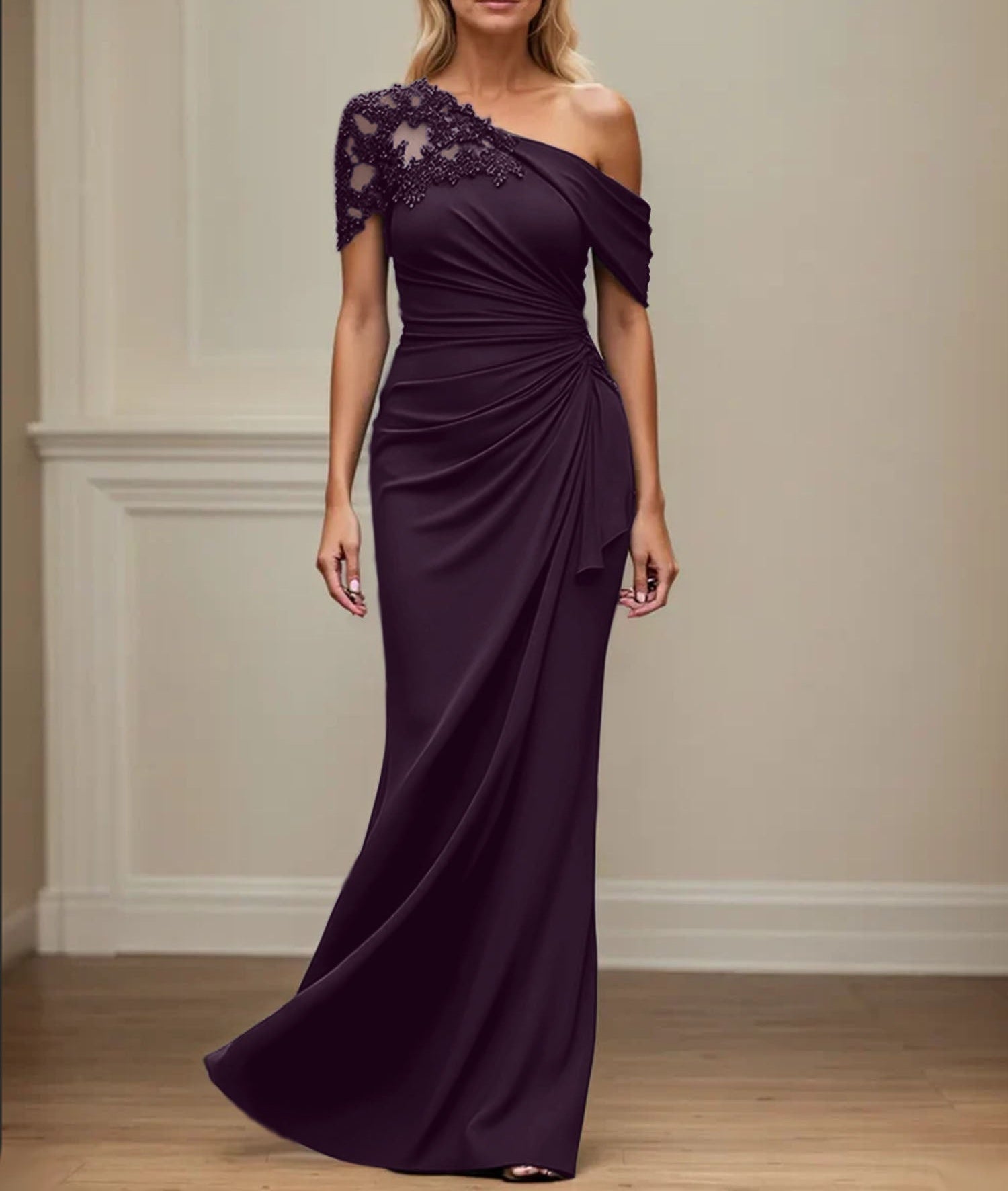 Trumpet/Mermaid Asymmetrical Mother of the Bride Dress with Appliques