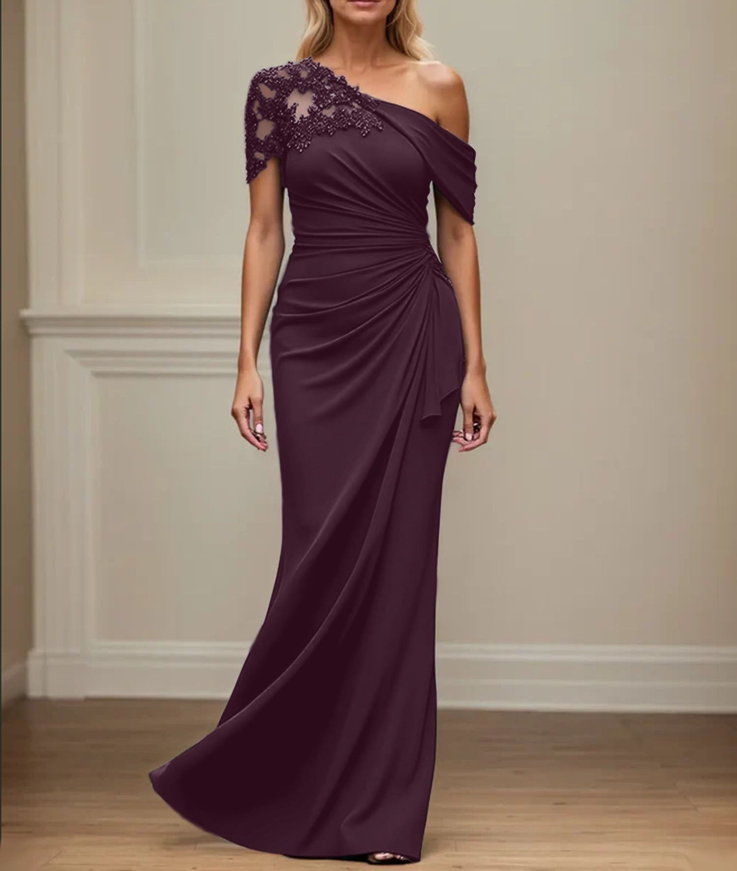 Trumpet/Mermaid Asymmetrical Mother of the Bride Dress with Appliques
