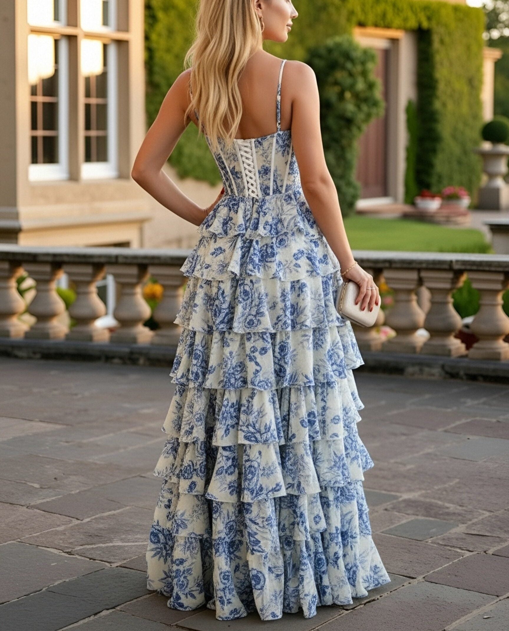 A-Line/Princess Sweetheart Neck Floor Length Prom Dresses with Tiered Hem