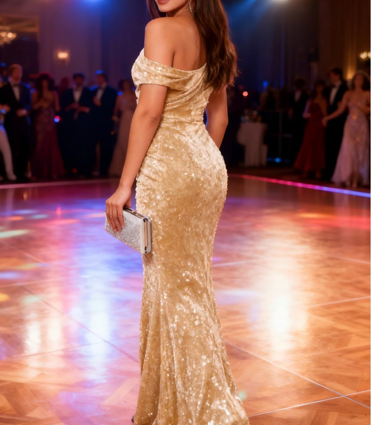Mermaid/Trumpet One Shoulder Ruched Floor-Length Formal Dresses with Sparkly Sequin