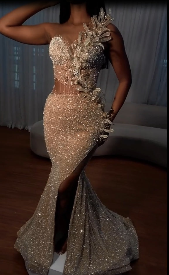 ombreprom Sweetheart Mermaid Sequins Prom Dress Long With Slit