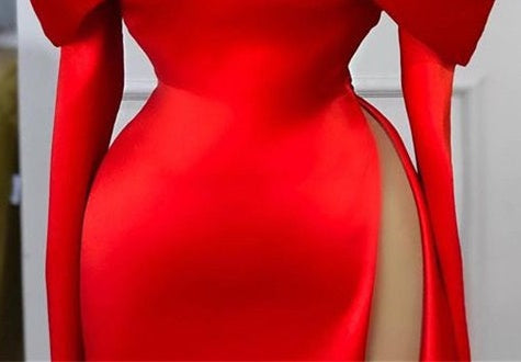 Sexy Red Long Sleeves Mermaid Prom Dress Off-the-Shoulder With Slit