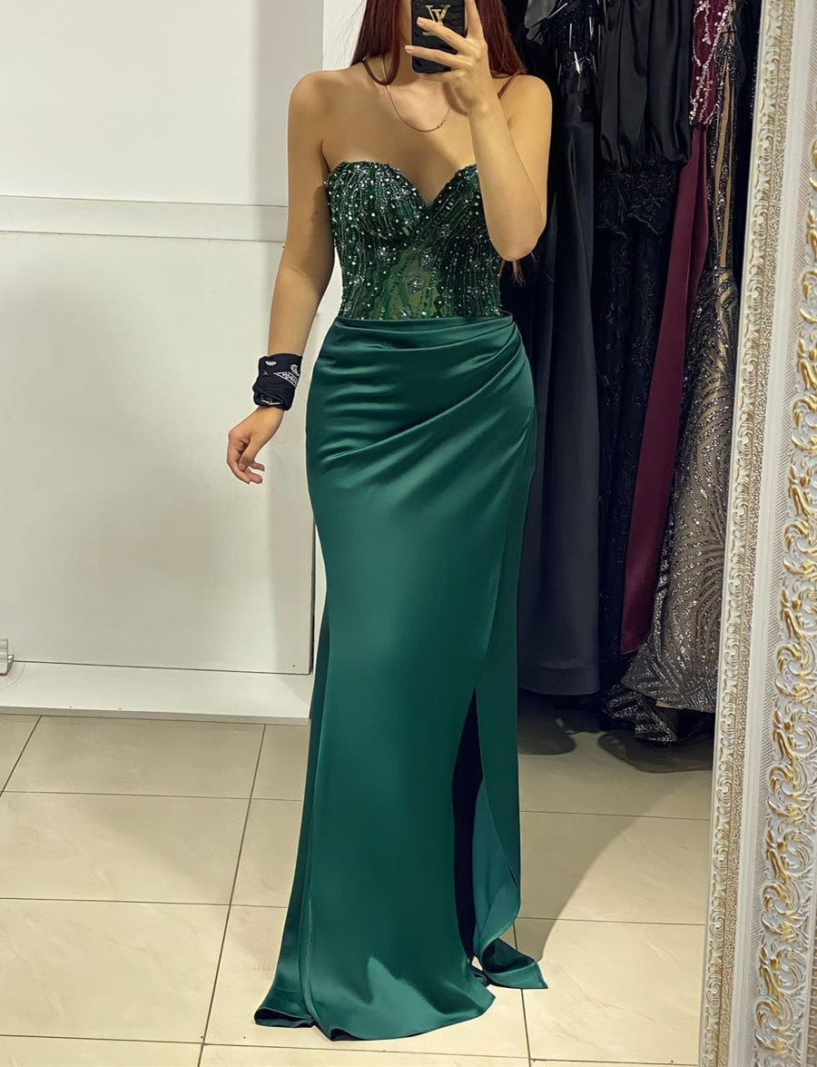 Charming Sweetheart Split Front Mermaid Evening Prom Dresses With Beading