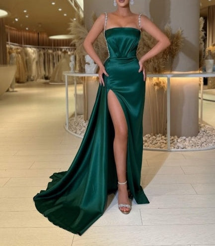 Modern Spaghetti-Straps Sleeveless Long prom Dresses Sequined