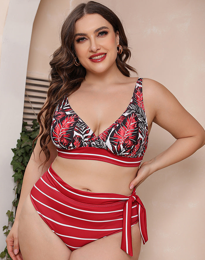 Ocevara Printed Stripe Plus Size Bikini - image 9