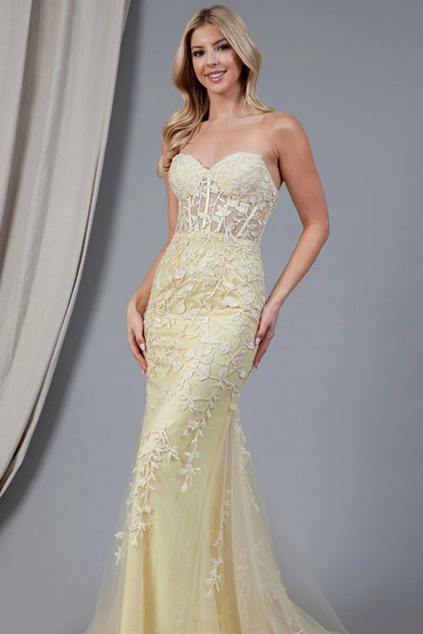 Gorgeous & Glamorous Mermaid Strapless Sleeveless Fully Appliques Prom Dresses Party Dress Criss Cross Straps Floor Length Evening Formal Gown Cocktail Dress
