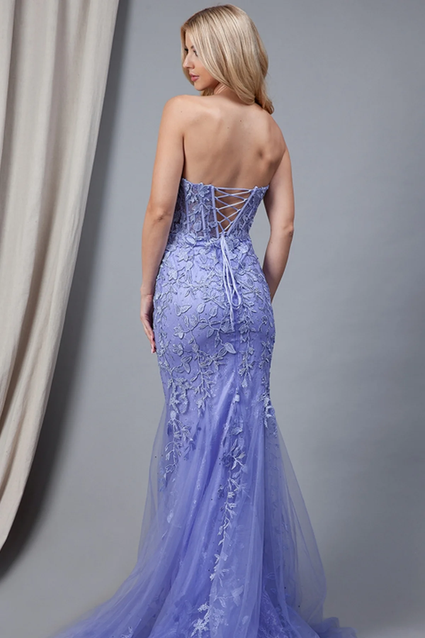 Gorgeous & Glamorous Mermaid Strapless Sleeveless Fully Appliques Prom Dresses Party Dress Criss Cross Straps Floor Length Evening Formal Gown Cocktail Dress