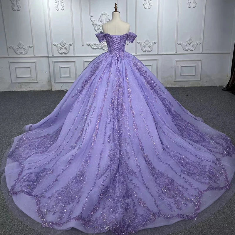 Charming Off the Shoulder Birthday Party Sweet 15 Dresses Beading Ball Gown