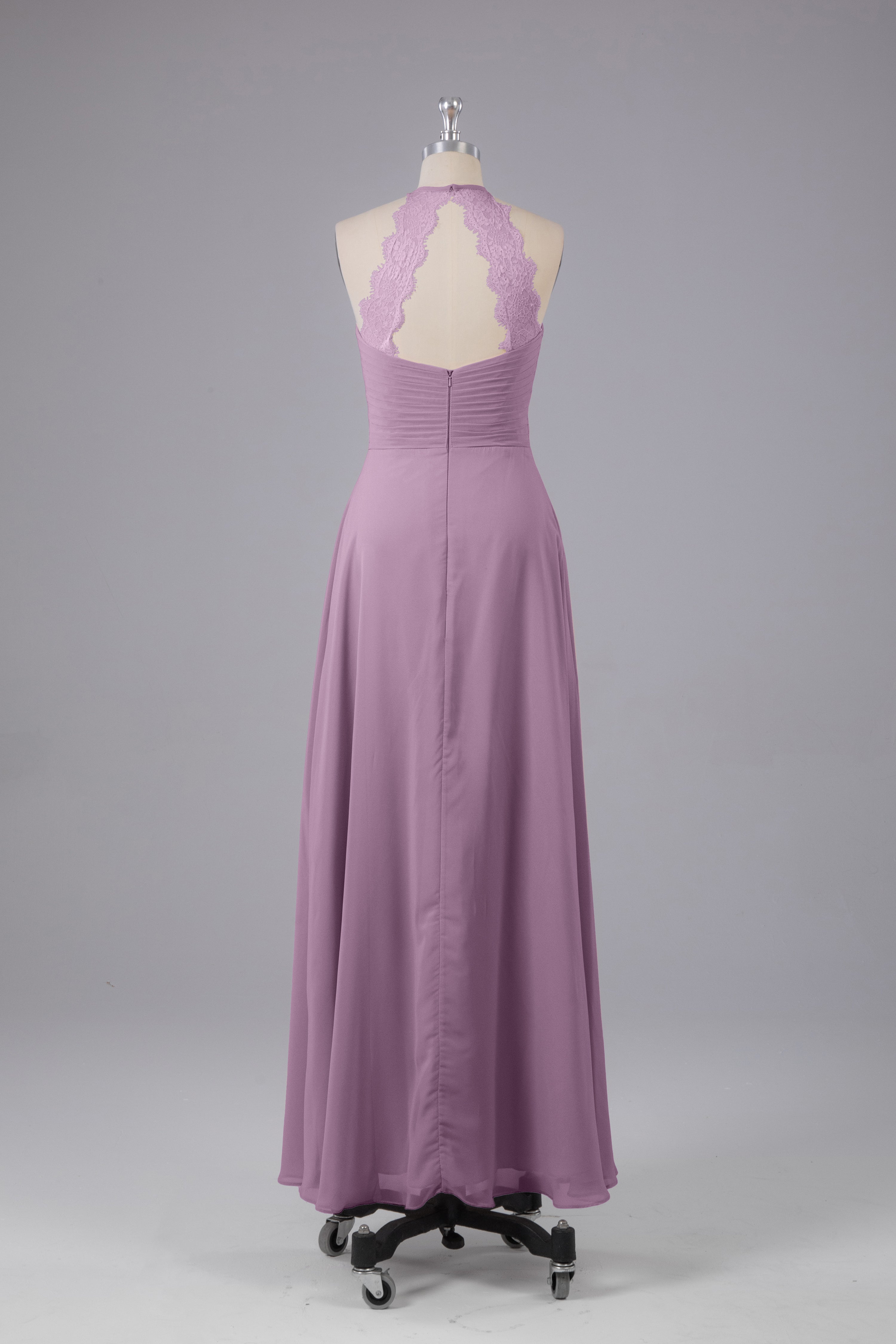 Elegant Chiffon Halter Floor Length Bridesmaid Dresses