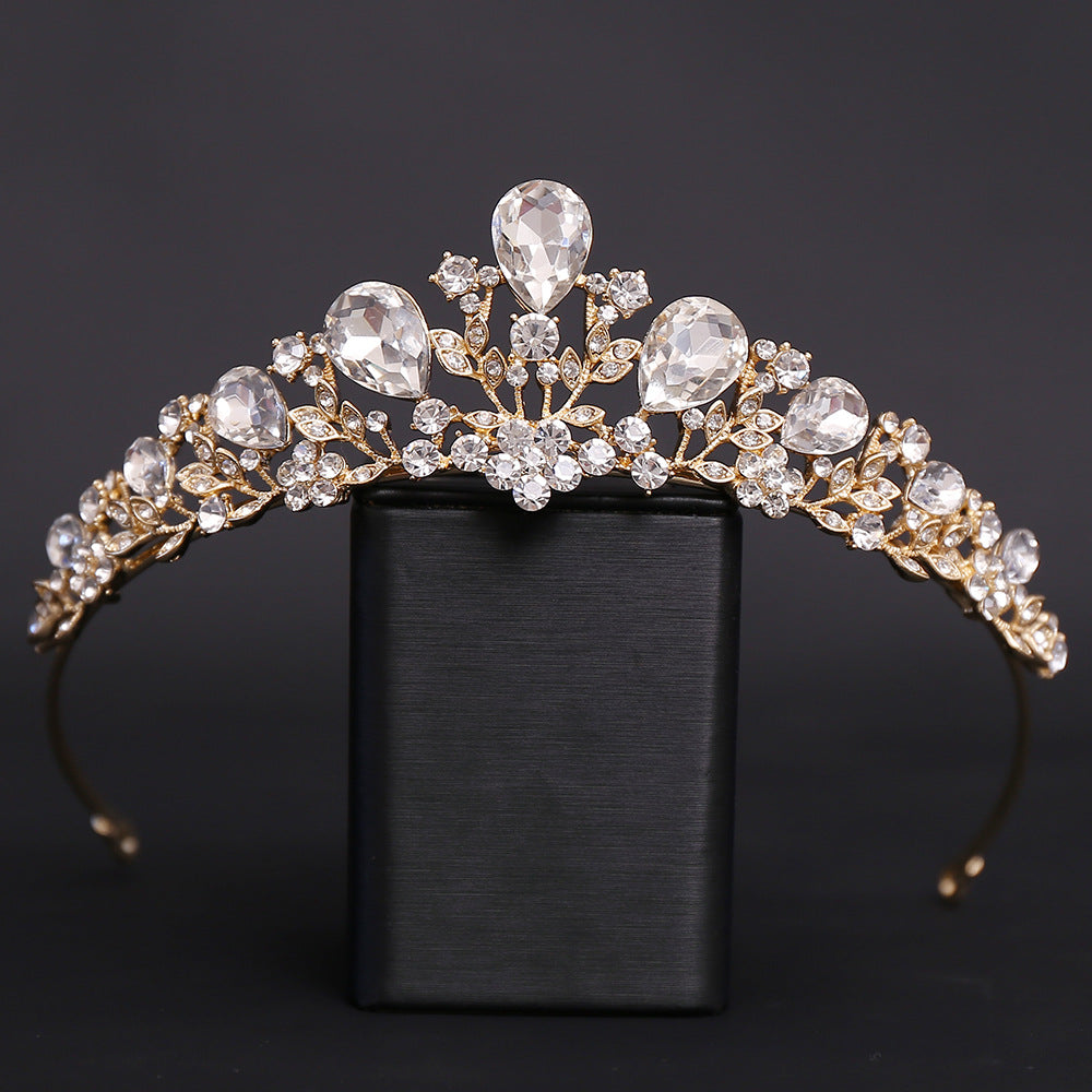 OMB1001 - High-end Baroque Birthday Princess Banquet Bride Wedding Dress Crystal Small Crown Alloy Rhinestone Crown