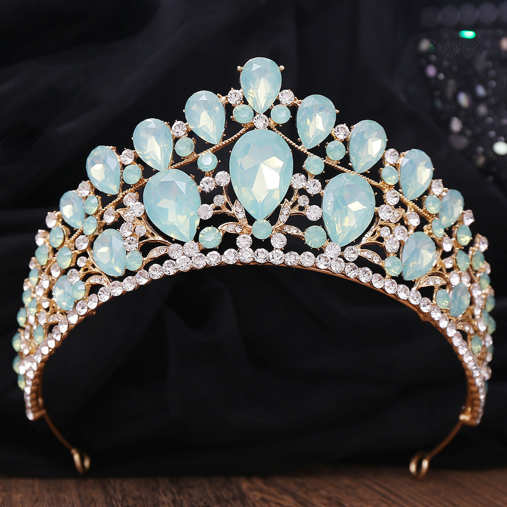 OMB1003 - Baroque Alloy Electroplated Crystal Crown Tiara Sweet 16th Birthday Party Headband Hair Accessories