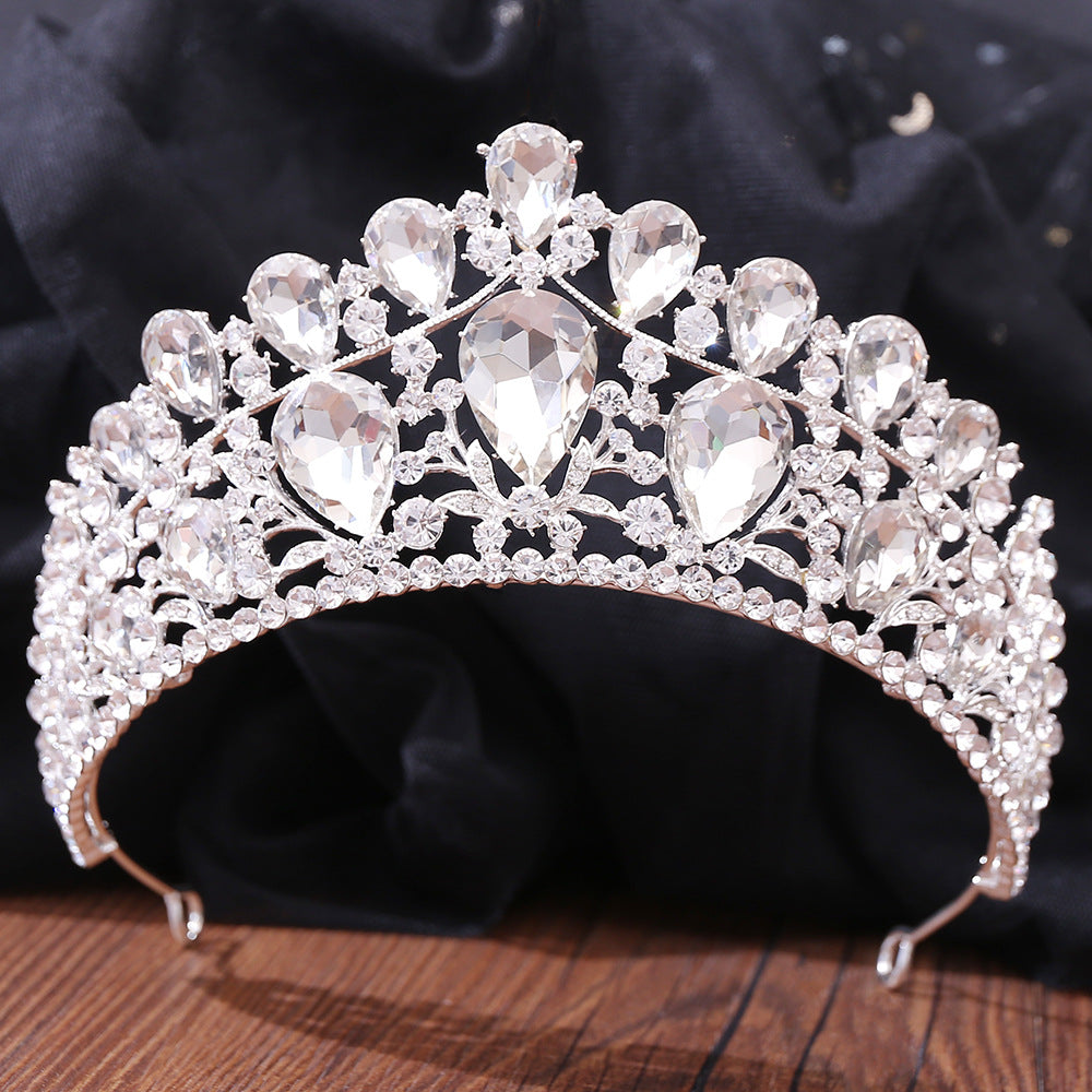 OMB1003 - Baroque Alloy Electroplated Crystal Crown Tiara Sweet 16th Birthday Party Headband Hair Accessories