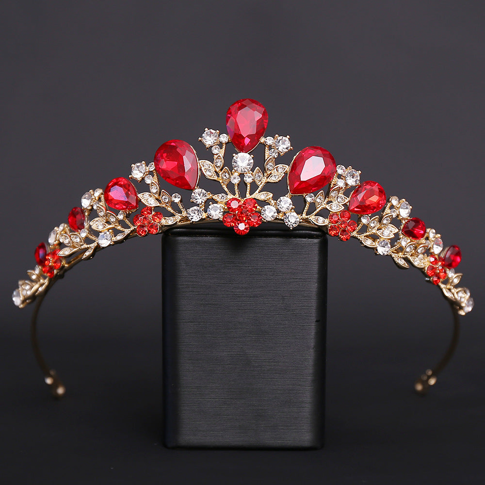 OMB1001 - High-end Baroque Birthday Princess Banquet Bride Wedding Dress Crystal Small Crown Alloy Rhinestone Crown