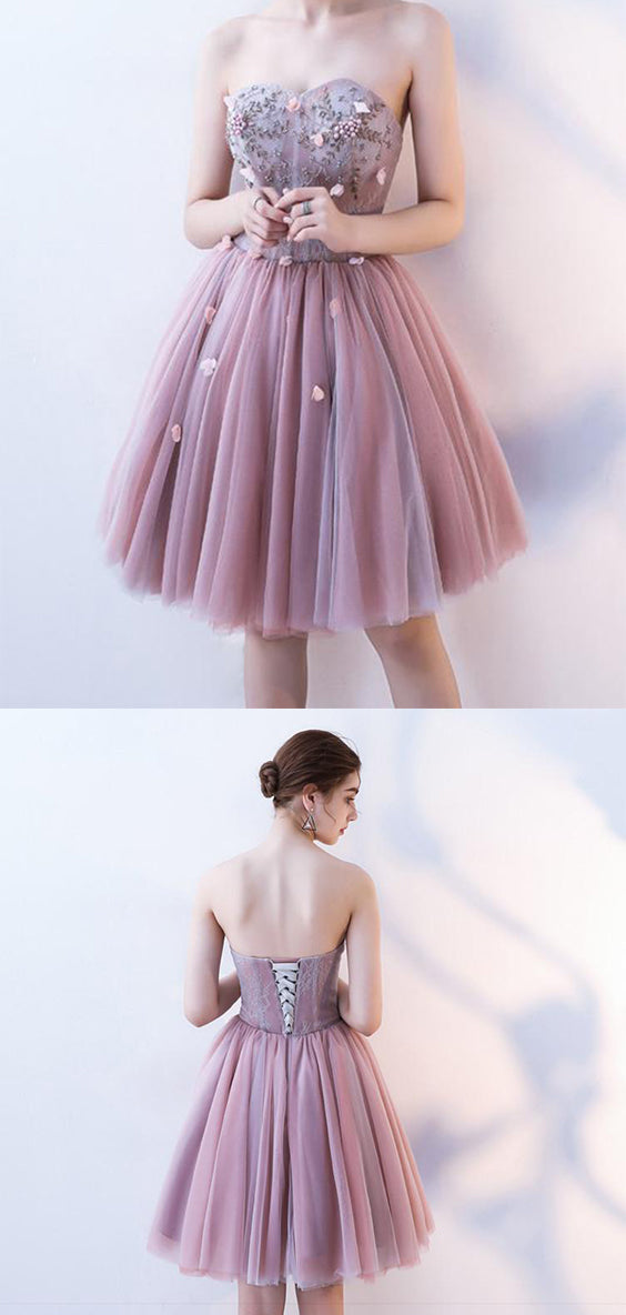 Charming Strapless Sweetheart Tulle A Line Homecoming Dress M619 - Ombreprom