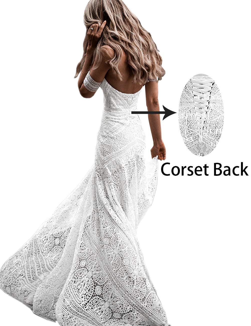 Gorgeous Sweetheart Low Back Lace Wedding Dresses Long Bridal Dress