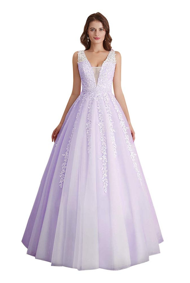 New Arrival Ivory Beading Long Princess Prom Dresses With Lace Appliques